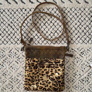Myra Bag Leather & Cowhide crossbody Bag Upcycled Cowhide & Leather EEUC